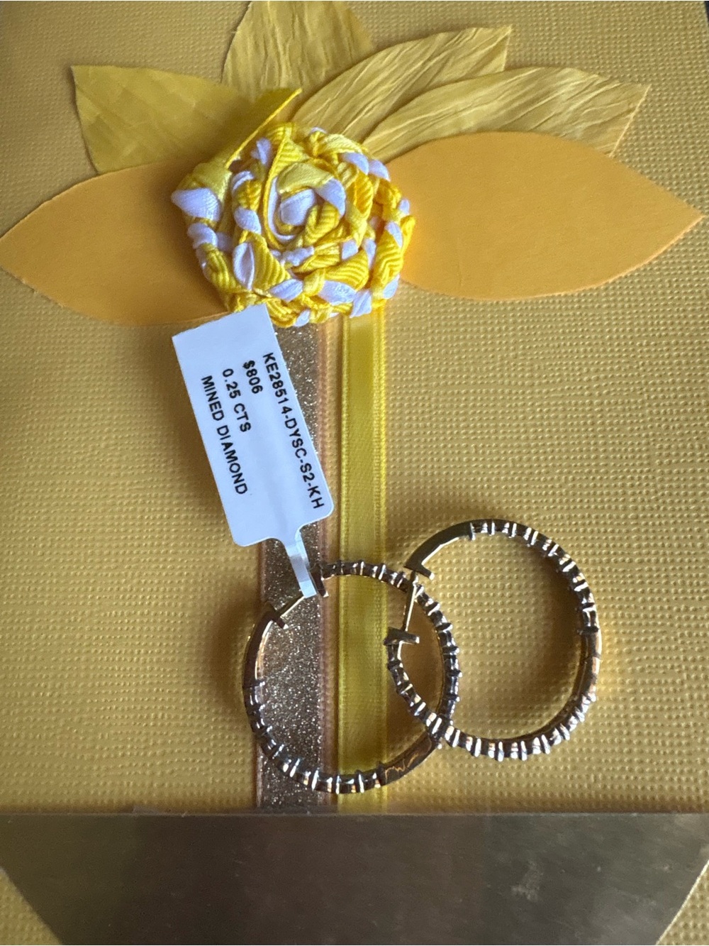 Gold Vermeil 925  Mined Diamond Textured Hoop Earrings~NWT